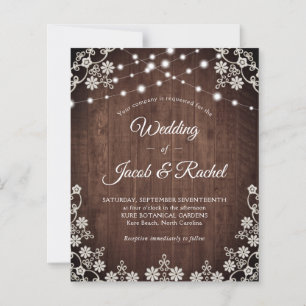 Faire-part de mariage Rustique Lace & String Light