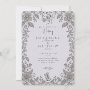 Faire-part de mariage Rustique Lavande & Dentelle 