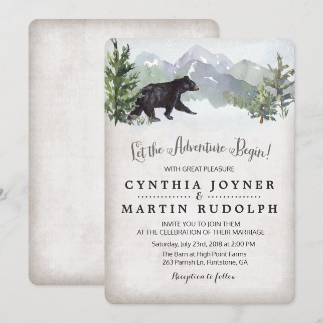 Faire-Part de Mariage Rustique 'L'Aventure Commenc (Devant / Derrière)