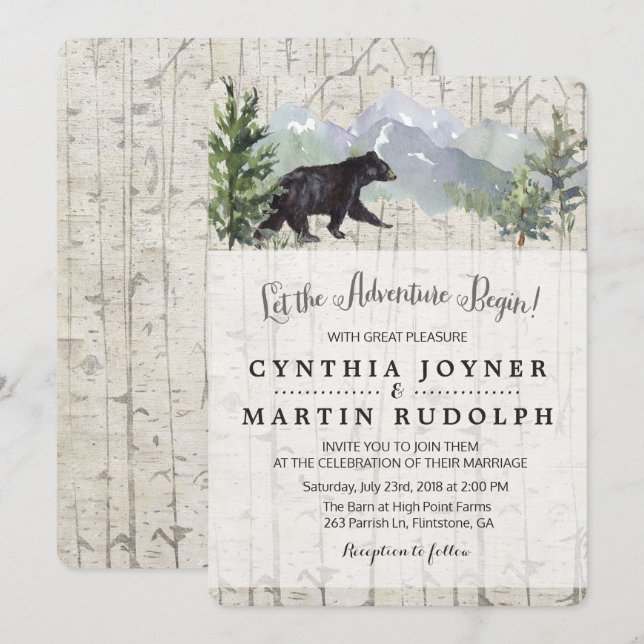 Faire-part de mariage rustique 'L'aventure commenc (Devant / Derrière)