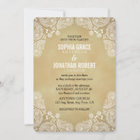 Faire-part de mariage rustique main tiré Paisley