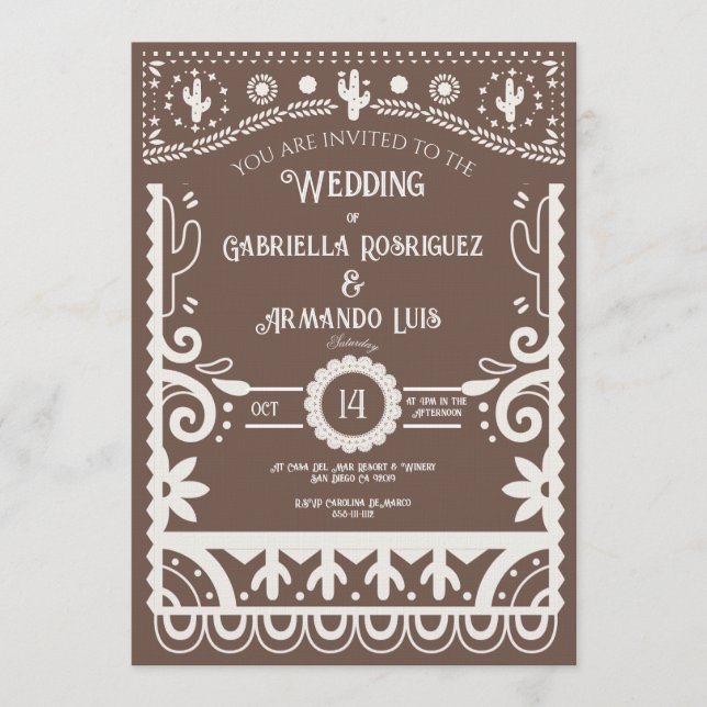 Faire-part de mariage rustique marron et blanc Pap (Devant)