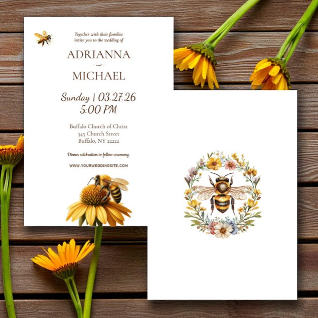 Faire-Part de Mariage Rustique Meant to Bee (Créateur téléchargé)