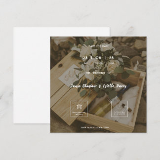 Faire-part de mariage rustique minimaliste marron