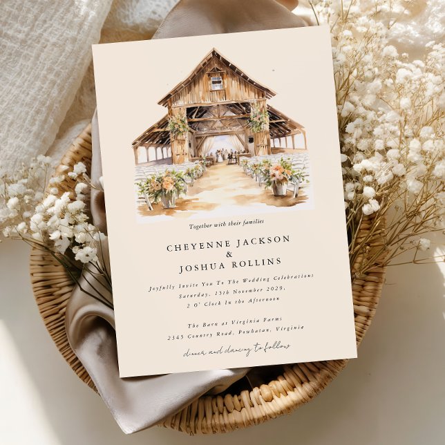 Faire-part de mariage rustique moderne western (Modern Western Barn Wedding Invitation)