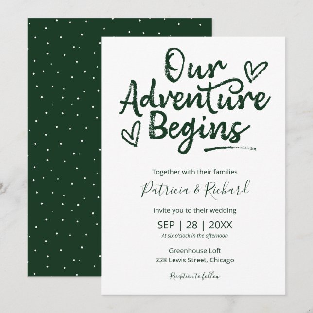 Faire-Part de Mariage Rustique 'Notre Aventure Com (Devant / Derrière)