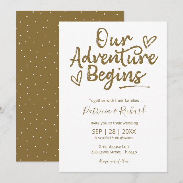 Faire-Part de Mariage Rustique 'Notre Aventure Com (Devant / Derrière)