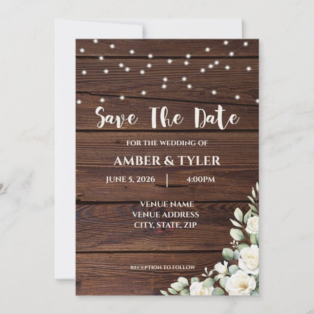 Faire-Part de Mariage Rustique Personnalisable (Devant)