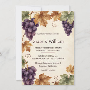 Faire-Part de Mariage Rustique Récolte de Raisin d