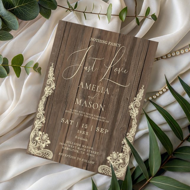 Faire-Part de Mariage Rustique Rien de Fantaisie J (Rustic Nothing Fancy Just Love Wedding Invitation)