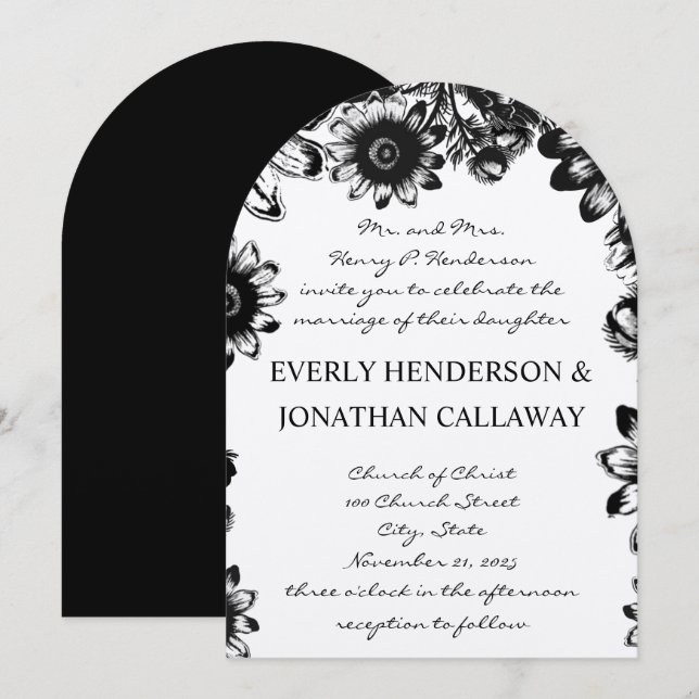Faire-part de mariage rustique romantique navy fon (Devant / Derrière)