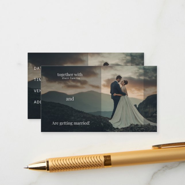 Faire-part de mariage rustique - Se marier (Devant/Arrière en situation)
