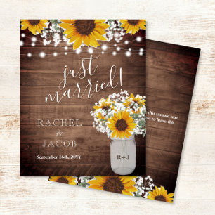 Faire-part de mariage rustique Sunflowers Jar