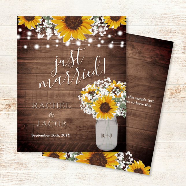 Faire-part de mariage rustique Sunflowers Jar (Créateur téléchargé)