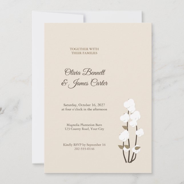 Faire-part de mariage rustique sur le thème du cot (Devant)