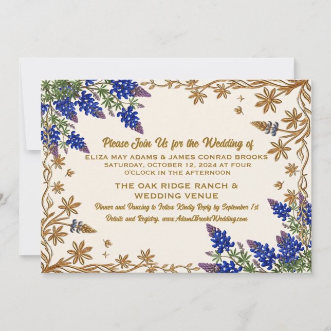 Faire-part de mariage Rustique Texas Blue Evil Eye (Devant)