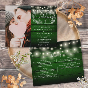 Faire-Part de Mariage Rustique Tout en Un Photo