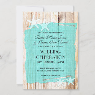Faire-part de mariage Rustique Turquoise Starfish