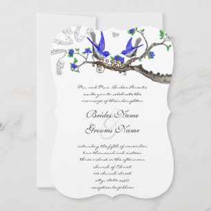 Faire-part de mariage rustique vintage bleu royal