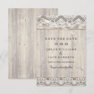 Faire-Part de Mariage Rustique Vintage Toile & Boi