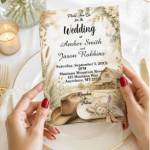 Faire-part de mariage rustique western Barn