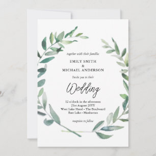 Faire-part de mariage Sage Feuilles olive modernes