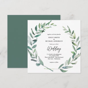 Faire-part de mariage Sage Feuilles olive modernes