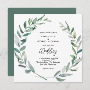 Faire-part de mariage Sage Feuilles olive modernes
