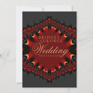 Faire-part de mariage satin gothique rouge+noir 5x