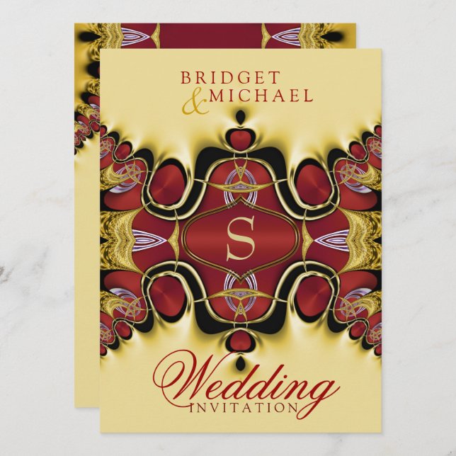 Faire-part de mariage satin rouge Trek Royale + cr (Devant / Derrière)