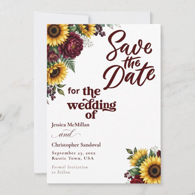 Faire-part de mariage "Save the Date" avec Tournes (Devant)