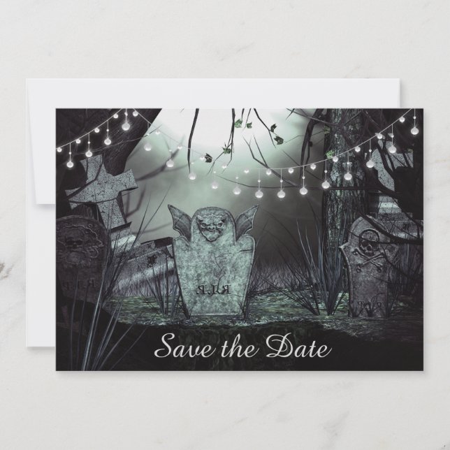 Faire-part de mariage Save the Date Cimetière Goth (Devant)