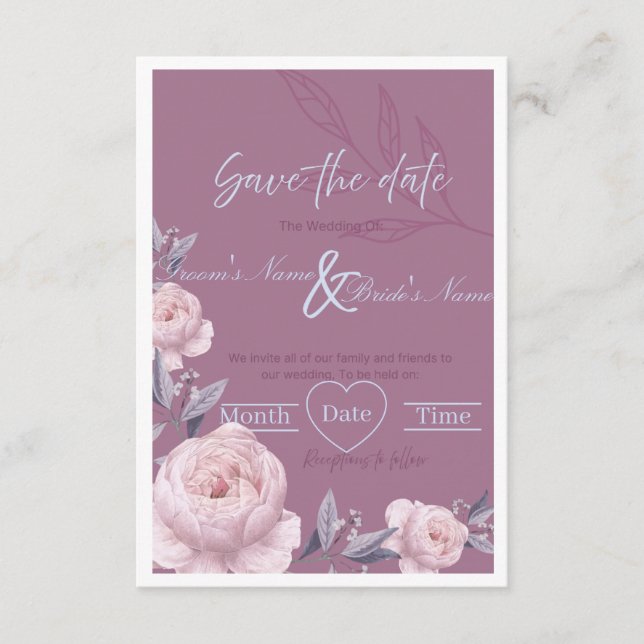 Faire-part de mariage "Save the Date" floral éléga (Devant)