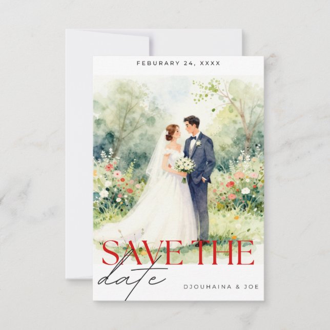 Faire-part de mariage "Save The Date" | Romantique (Devant)