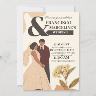 Faire-part de mariage scrapbook simple beige