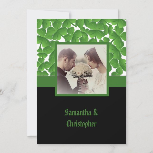 Faire-part de mariage Shamrock irlandais vert (Dos)