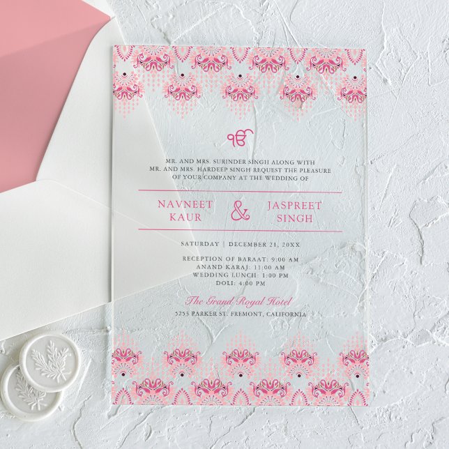 Faire-part de mariage sikh Anand Karaj avec bordur (Créateur téléchargé)
