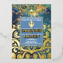 Faire-part de mariage Sikh Anand Karaj bleu paille