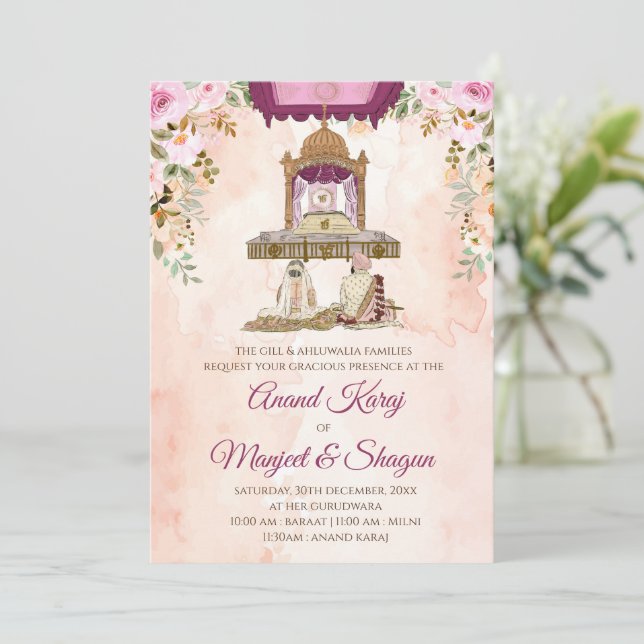 Faire-part de mariage Sikh & cartes d'invitation A (Debout devant)