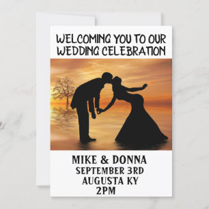 Faire-part de mariage silhouette de couple artisti