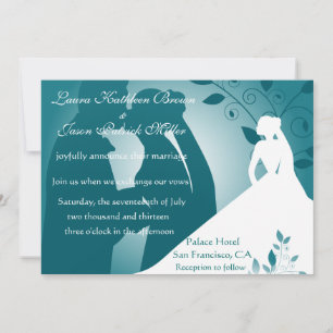 Faire-part de mariage silhouette de mariée et de c