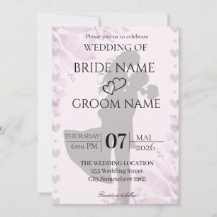 Faire-part de mariage silhouette minimaliste
