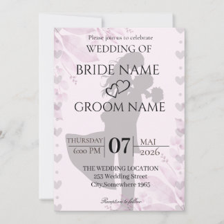 Faire-part de mariage silhouette minimaliste