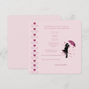 Faire-part de mariage silhouette rose romantique