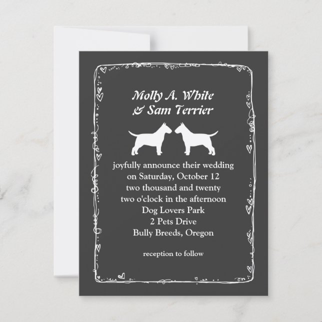 Faire-part de mariage Silhouettes de Bull Terrier (Devant)