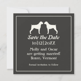 Faire-part de mariage silhouettes de chien Boxer