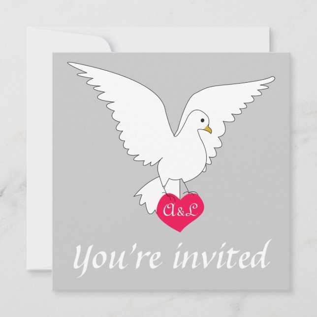 Faire-part de mariage Silver Dove (Devant)