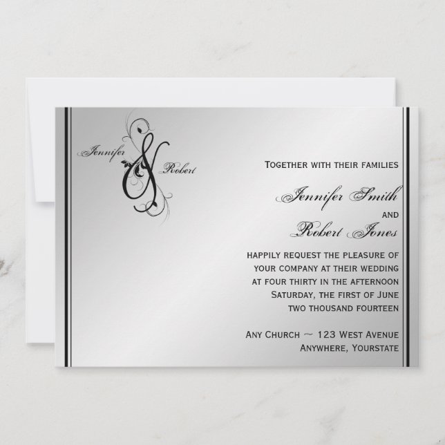 Faire-part de mariage Silver Elegance (Devant)