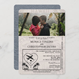 Faire-part de mariage Silver Hawaii Passport