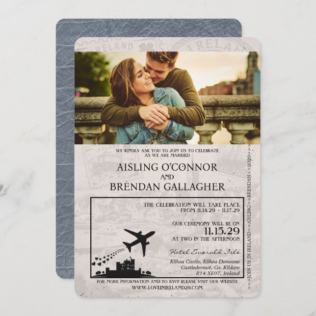 Faire-part de mariage Silver Ireland Passport (Devant / Derrière)